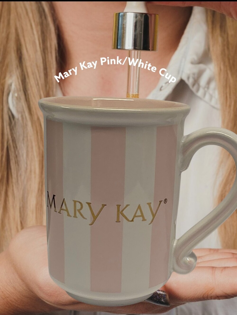 Vintage Mary Kay Pink Stripes Collectible Coffee Tea Mug Cup